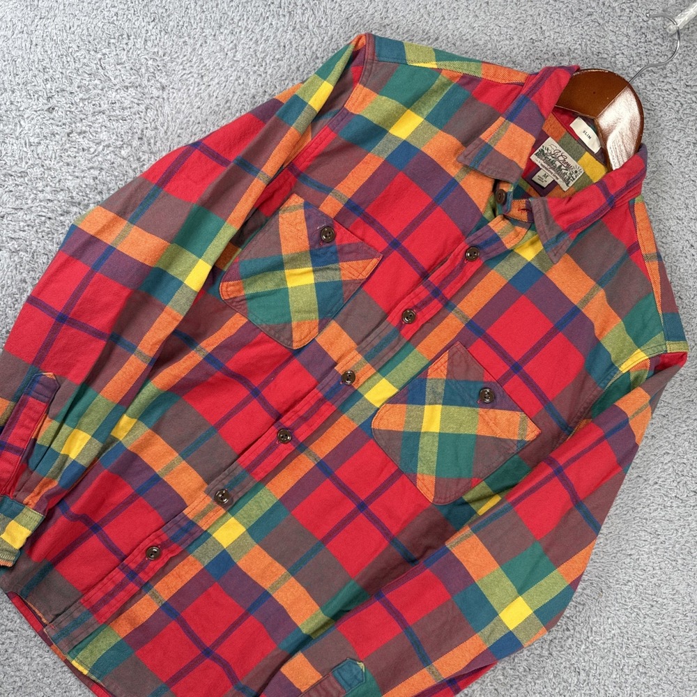 J‎ Crew Shirt Mens Medium Plaid Mid-Weight Flannel Cabincore Lumberjack Slim